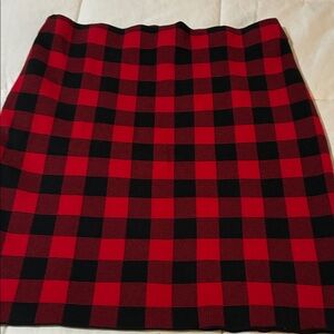 Chaps Red and Black Plaid Pencil Skirt
